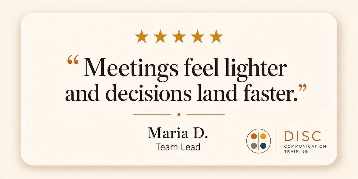 Review from Maria D., Team Lead: Meetings feel lighter and decisions land faster.